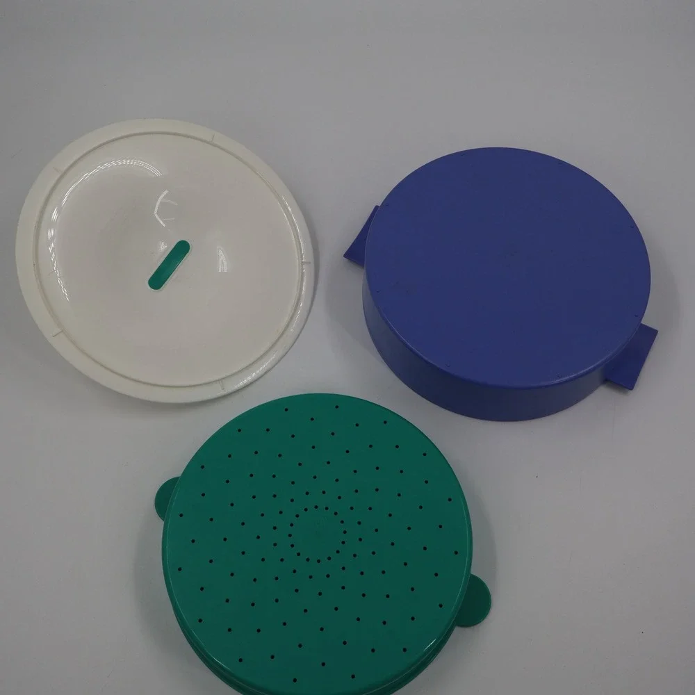 Tupperware Microwave Steamer Set OS Blue Teal White 3066A 3067A 3065A
